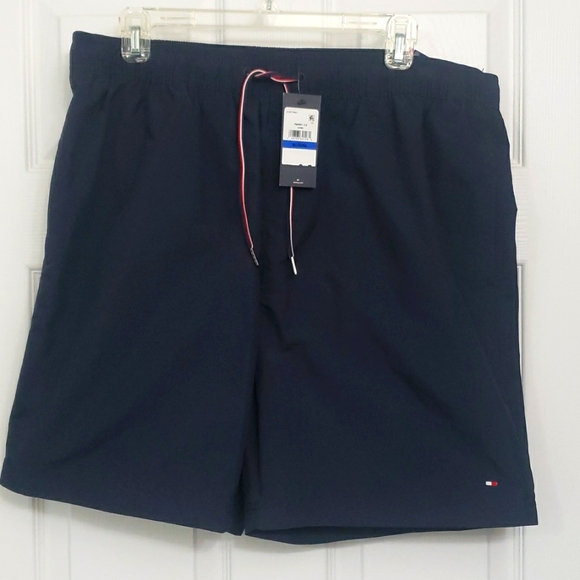 TOMMY HILFIGER MENS XL SWIM TRUNKS MAILLOT SHORTS BLUE CORE NWT 7" INSEAM - Picture 3 of 8